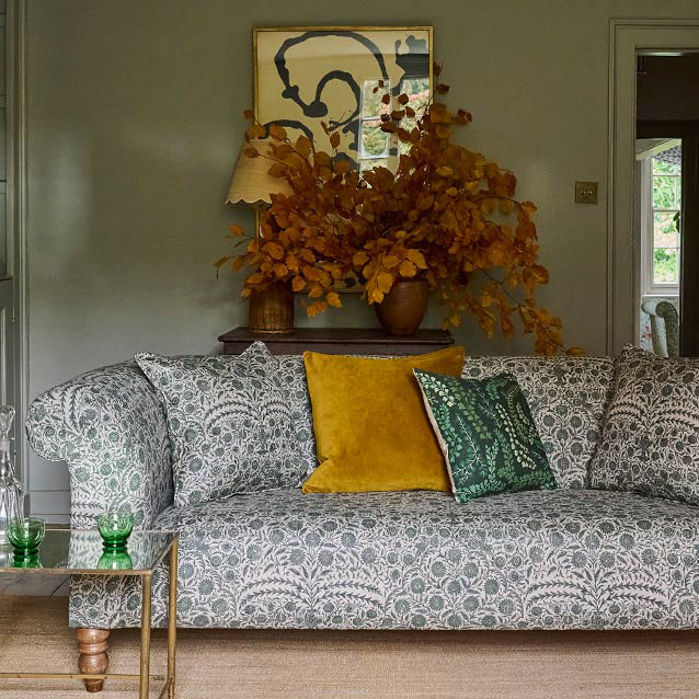 Exbury 3 Seater Sofa in V&A Threads of India Mughal Arbour Hunter
